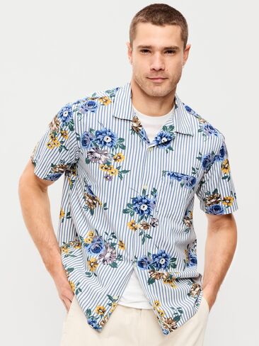 Old Navy Short-Sleeve Camp Shirt - Purple Floral in Saudi Arabia