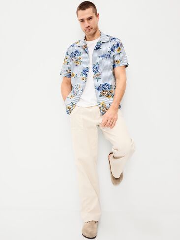 Old Navy Short-Sleeve Camp Shirt - Purple Floral in Saudi Arabia