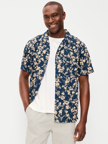 Old Navy Short-Sleeve Camp Shirt - Navy Floral in Saudi Arabia