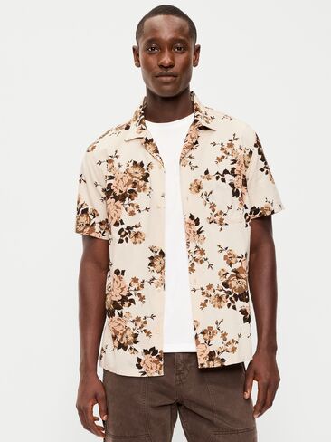 Old Navy Short-Sleeve Camp Shirt - Neutral Floral in Saudi Arabia