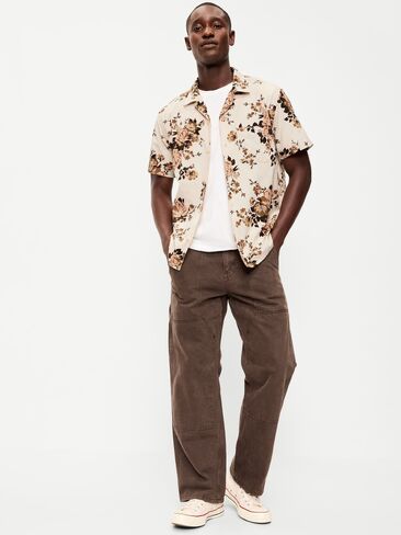 Old Navy Short-Sleeve Camp Shirt - Neutral Floral in Saudi Arabia