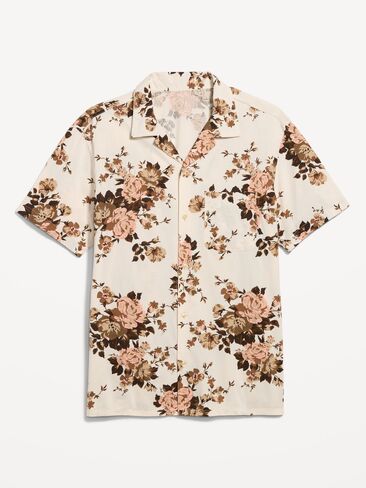 Old Navy Short-Sleeve Camp Shirt - Neutral Floral in Saudi Arabia