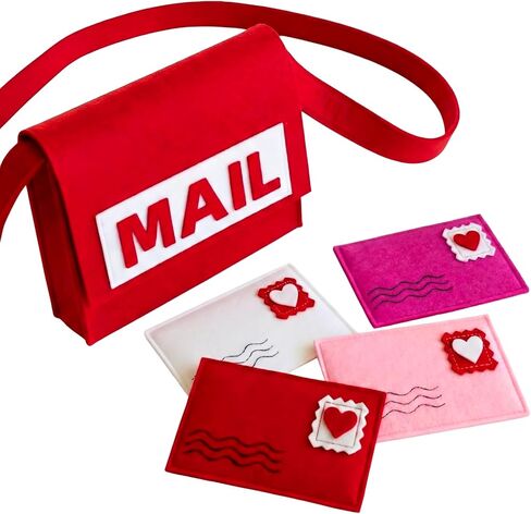 Libima Valentine Felt Mailbox with Envelopes for Kids Valentine Mail Bag 10 x 8 Inches for Boys Girls for Party Favors, Classroom Activities Exchange Gifts, Greeting Cards, Postman Game (Pink) in Saudi Arabia
