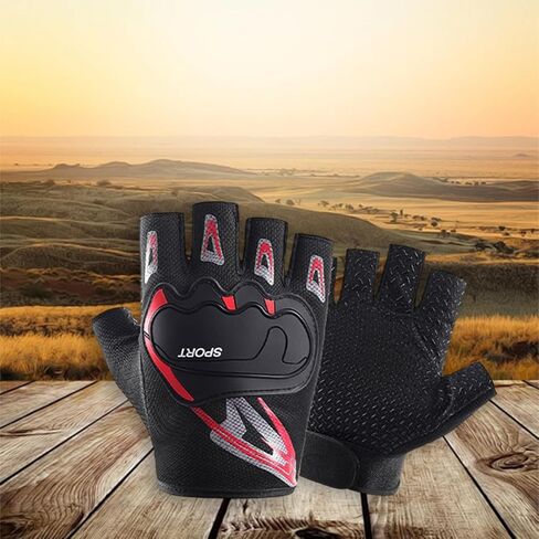 Half-Finger Cycling Gloves Fingerless Gloves Non-Slip Breathable Summer for Sports Fitness Gym Sports in Saudi Arabia