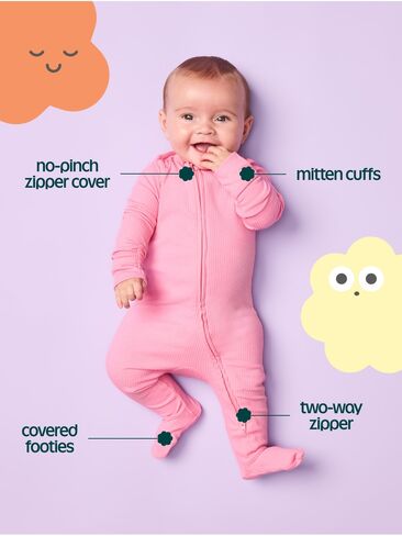 Old Navy Ruffle-Trim 2-Way-Zip Sleep & Play Footed One-Piece for Baby - Cream Floral in Saudi Arabia
