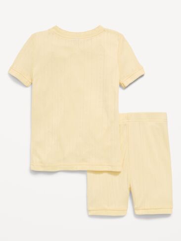 Old Navy Snug-Fit Pointelle-Knit Pajama Set for Toddler & Baby - Cool Almond in Saudi Arabia