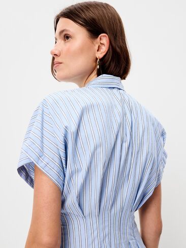 فستان قميص متوسط ​​الطول بخصر متوسط ​​الطول من Old Navy - شريط أبيض وأزرق in Kuwait