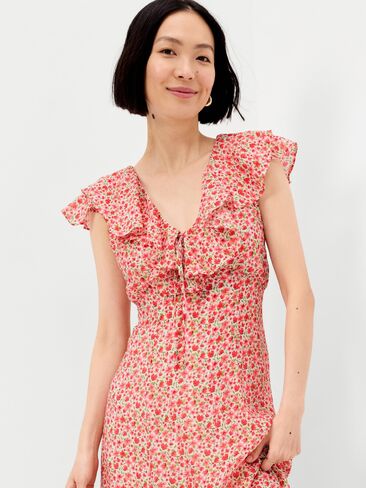 Old Navy Ruffle-Sleeve Fit & Flare Midi Dress - Red Ditsy in Saudi Arabia