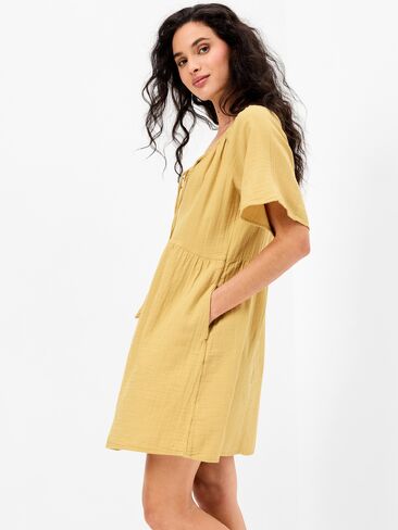 Old Navy Crinkle Gauze Flutter-Sleeve Mini Swing Dress - SANDSTORM in Saudi Arabia