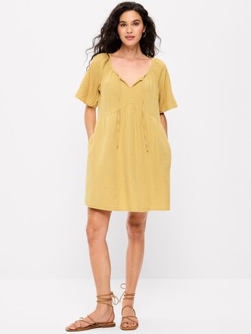 Old Navy Crinkle Gauze Flutter-Sleeve Mini Swing Dress - SANDSTORM in Saudi Arabia