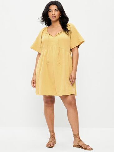 Old Navy Crinkle Gauze Flutter-Sleeve Mini Swing Dress - SANDSTORM in Saudi Arabia