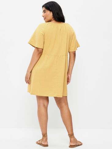 Old Navy Crinkle Gauze Flutter-Sleeve Mini Swing Dress - SANDSTORM in Saudi Arabia