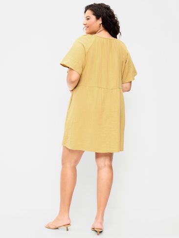 Old Navy Crinkle Gauze Flutter-Sleeve Mini Swing Dress - SANDSTORM in Saudi Arabia