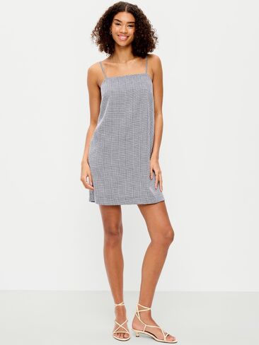 Old Navy Strappy Mini Shift Dress - Navy Gingham in Saudi Arabia