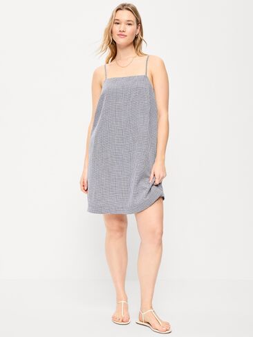 Old Navy Strappy Mini Shift Dress - Navy Gingham in Saudi Arabia