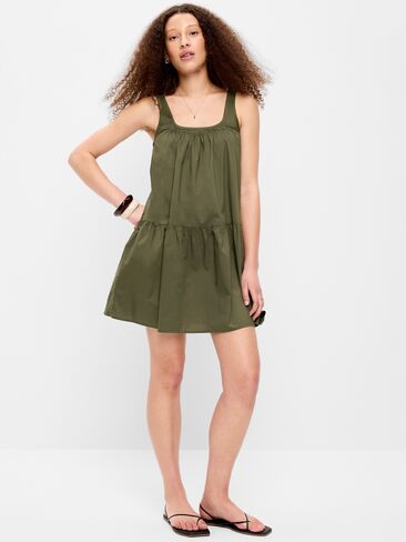 Old Navy Drop-Waist Swing Mini Dress - Heritage Green in Saudi Arabia