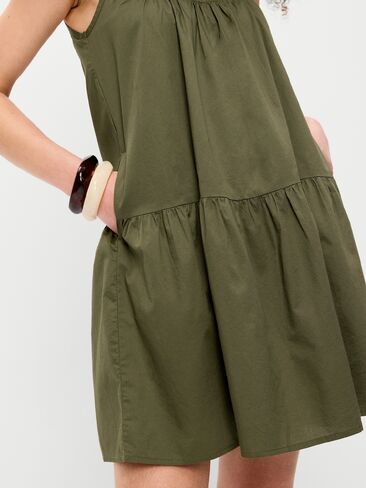 Old Navy Drop-Waist Swing Mini Dress - Heritage Green in Saudi Arabia