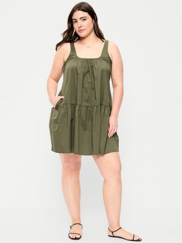 Old Navy Drop-Waist Swing Mini Dress - Heritage Green in Saudi Arabia