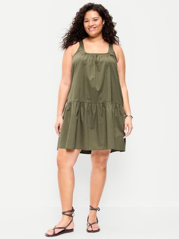 Old Navy Drop-Waist Swing Mini Dress - Heritage Green in Saudi Arabia