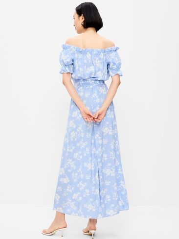 Old Navy Off-The-Shoulder Boho Maxi Dress - Blue Floral in Saudi Arabia