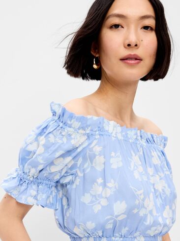 Old Navy Off-The-Shoulder Boho Maxi Dress - Blue Floral in Saudi Arabia