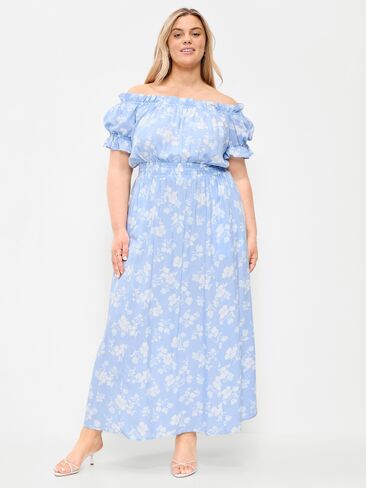 Old Navy Off-The-Shoulder Boho Maxi Dress - Blue Floral in Saudi Arabia
