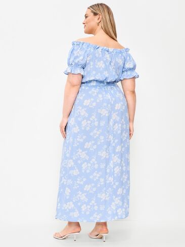 Old Navy Off-The-Shoulder Boho Maxi Dress - Blue Floral in Saudi Arabia