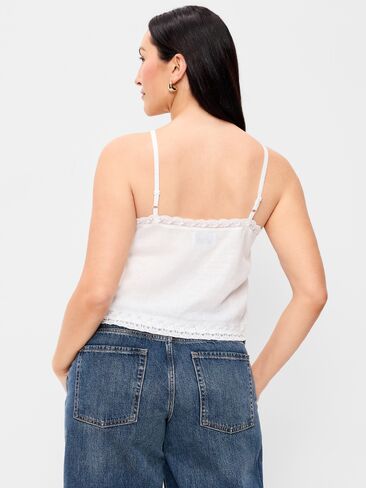 قميص كامي من مزيج الكتان بأطراف دانتيل من Old Navy - زنابق بيضاء in Saudi Arabia