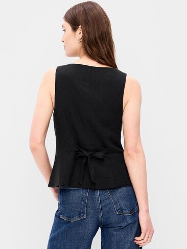 Old Navy Button-Down Linen Blend Top - Black Jack in Saudi Arabia