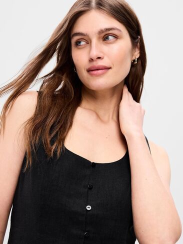 Old Navy Button-Down Linen Blend Top - Black Jack in Saudi Arabia