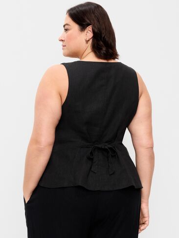 Old Navy Button-Down Linen Blend Top - Black Jack in Saudi Arabia