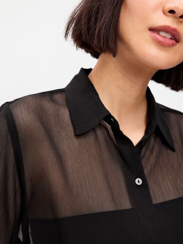 قميص شيفون شفاف بأزرار سفلية من Old Navy - جاك أسود in Saudi Arabia