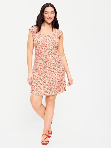 Old Navy Short-Sleeve Scoop-Neck Mini Dress - Red Ditsy in Saudi Arabia