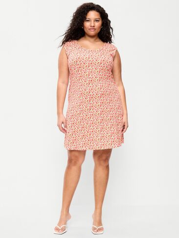 Old Navy Short-Sleeve Scoop-Neck Mini Dress - Red Ditsy in Saudi Arabia