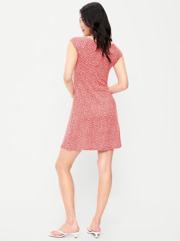 Old Navy Short-Sleeve Scoop-Neck Mini Dress - Red & White Floral in Saudi Arabia