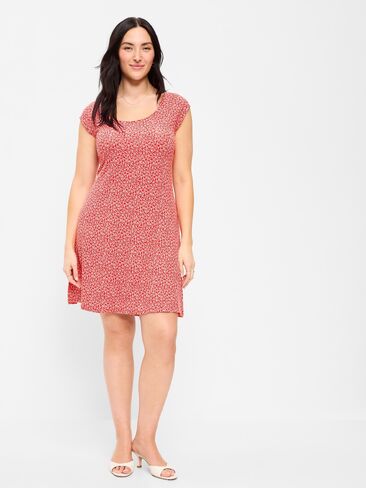Old Navy Short-Sleeve Scoop-Neck Mini Dress - Red & White Floral in Saudi Arabia