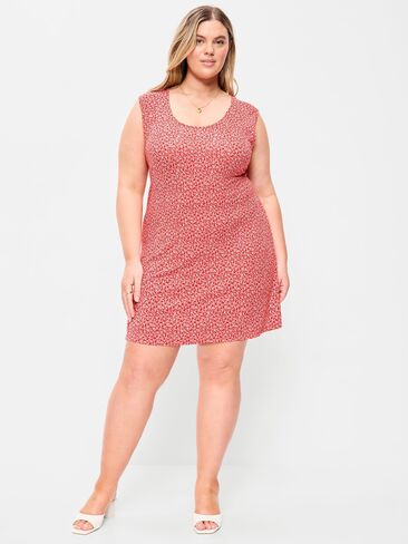 Old Navy Short-Sleeve Scoop-Neck Mini Dress - Red & White Floral in Saudi Arabia