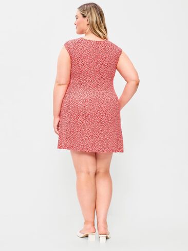 Old Navy Short-Sleeve Scoop-Neck Mini Dress - Red & White Floral in Saudi Arabia