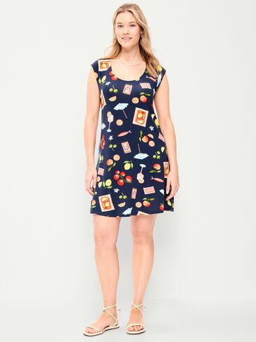 Old Navy Short-Sleeve Scoop-Neck Mini Dress - Mixed Fruit in Saudi Arabia