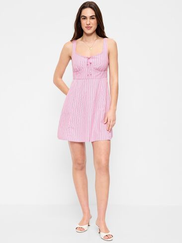 Old Navy Fit & Flare Cami Mini Dress - Pink Stripe in Saudi Arabia