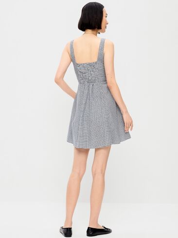 Old Navy Fit & Flare Cami Mini Dress - Navy Blue Check in Saudi Arabia