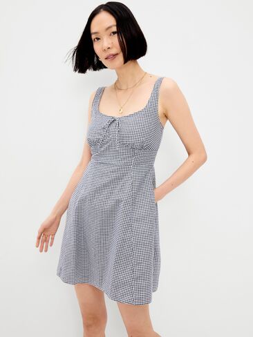 Old Navy Fit & Flare Cami Mini Dress - Navy Blue Check in Saudi Arabia