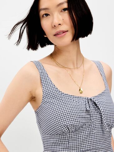 Old Navy Fit & Flare Cami Mini Dress - Navy Blue Check in Saudi Arabia