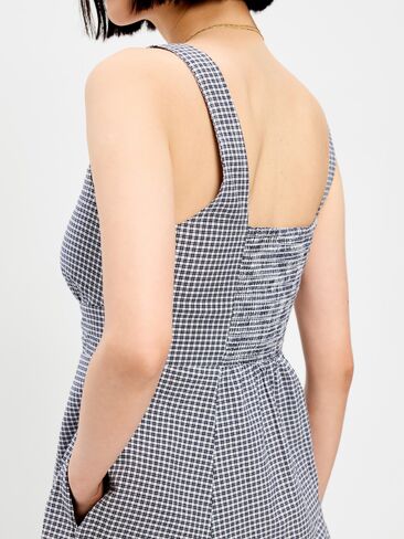 Old Navy Fit & Flare Cami Mini Dress - Navy Blue Check in Saudi Arabia