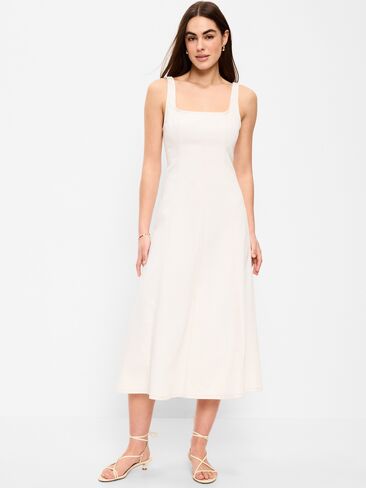 فستان Old Navy Fit & Flare من الدينيم متوسط ​​الطول بدون أكمام - إكرو in Saudi Arabia