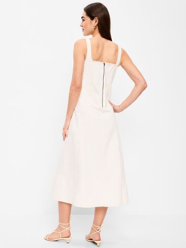 فستان Old Navy Fit & Flare من الدينيم متوسط ​​الطول بدون أكمام - إكرو in Saudi Arabia