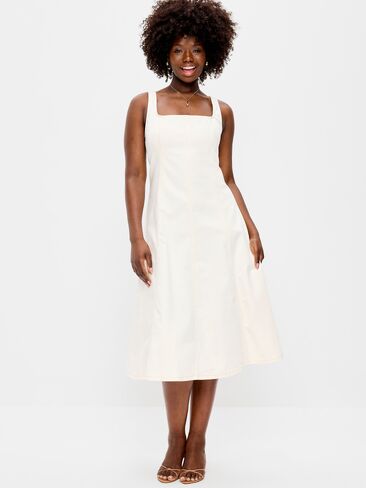 فستان Old Navy Fit & Flare من الدينيم متوسط ​​الطول بدون أكمام - إكرو in Saudi Arabia