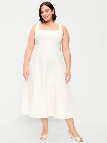فستان Old Navy Fit & Flare من الدينيم متوسط ​​الطول بدون أكمام - إكرو in Saudi Arabia