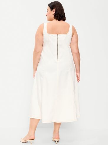فستان Old Navy Fit & Flare من الدينيم متوسط ​​الطول بدون أكمام - إكرو in Saudi Arabia