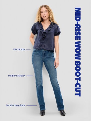 بنطال جينز Old Navy متوسط ​​الارتفاع Wow-Cut - كالا ليلي أبيض in Kuwait